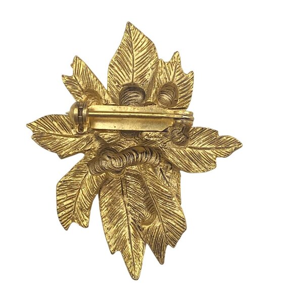 Christmas Virgin Mary Baby Jesus Brooch Pin Enamel Poinsettia 2" Religious - Picture 3 of 7